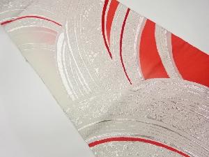 リサイクル 曲線に牡丹・菊・梅模様織出し全通袋帯